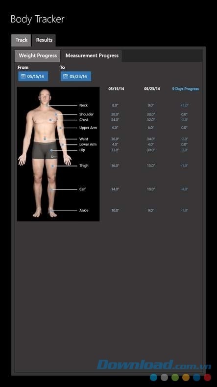 Theo dõi cân nặng bằng ứng dụng tập thể dục iMuscle 2 cho máy tính
