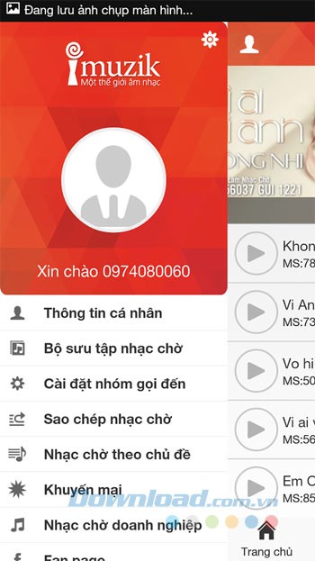 Giao diện chính Imuzik