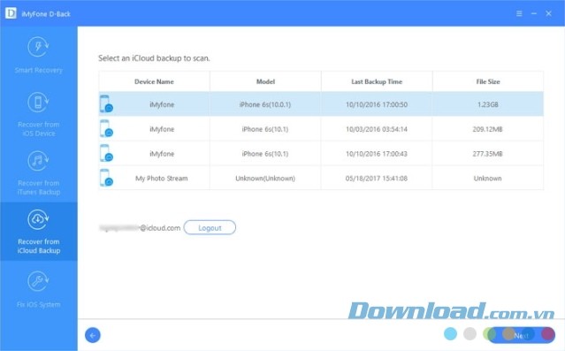 Khôi phục dữ liệu từ iCloud Backup