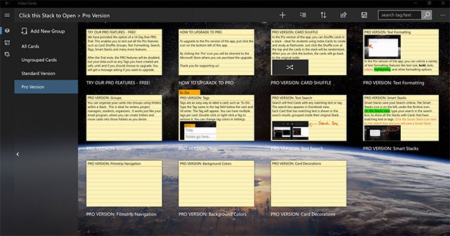 Nâng cấp lên bản Index Cards Pro để khám phá những tính năng cao cấp