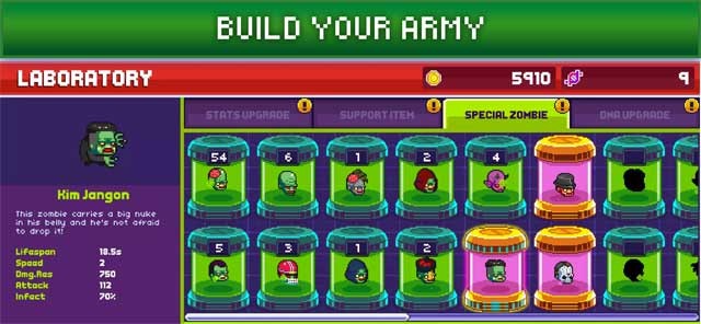 Xây dựng đội quân zombie của bạn với nhiều chủng loại khác nhau