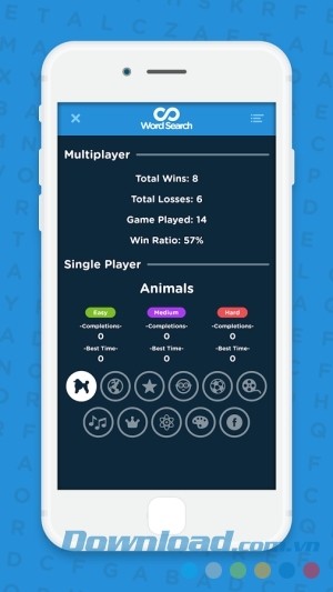 Bảng điểm chơi Infinite Word Search Puzzles cho Android