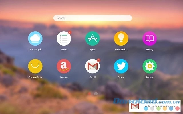 Giao diện chính trông đẹp mắt và dễ nhìn của tiện ích mở rộng Infinity New Tab cho Google Chrome