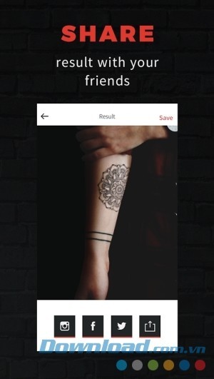 Chụp ảnh xăm mình và chia sẻ với bạn bè qua InkHunter cho Android