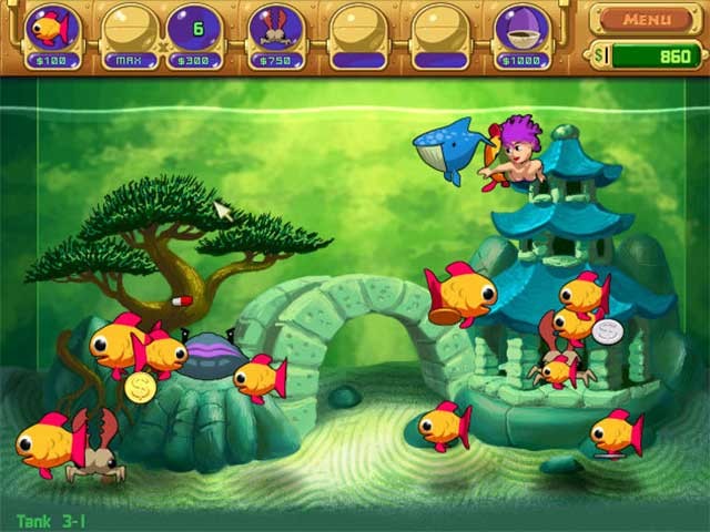 Insaniquarium Deluxe Steam có đồ họa hoạt hình vui nhộn và đầy màu sắc