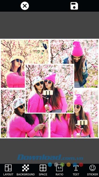 Ghép ảnh đơn giản với Insta Square Size - No Crop