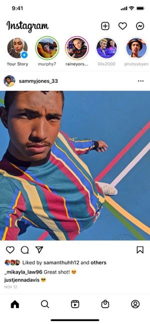 Giao diện ứng dụng Instagram trên iPhone