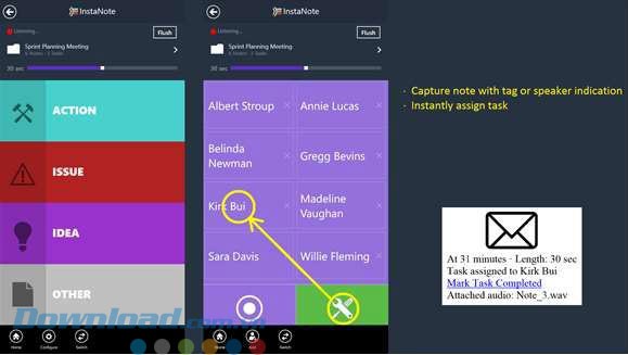 Giao diện ứng dụng InstaNote