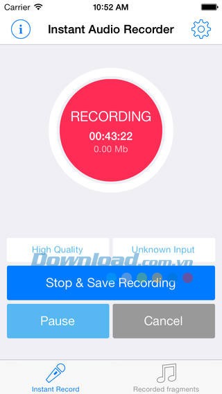 Instant Audio Recorder Lite cho iOS