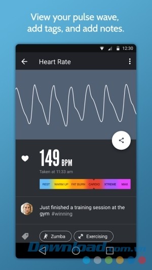 Instant Heart Rate+ cho Android theo dõi nhịp tim bằng đồ thị