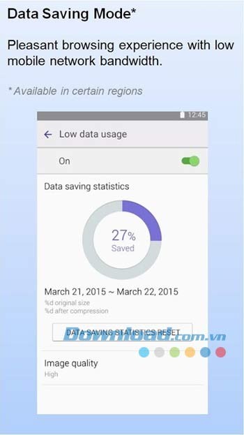 Internet for Samsung Galaxy cung cấp chế độ tiết kiệm dữ liệu