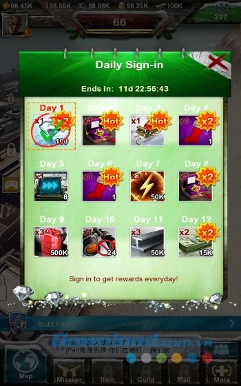 Đăng nhập game Invasion: Modern Empire hàng ngày để nhận phần thưởng