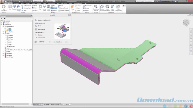 Thiết kế tấm kim loại trong Inventor