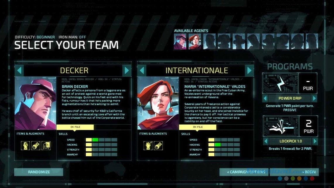 Các lựa chọn đặc vụ