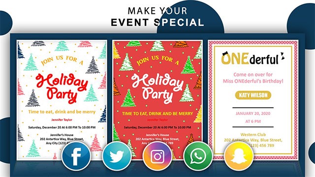 Chia sẻ eCard qua Email, đăng lên mạng xã hội ngay từ app Invitation Card Maker