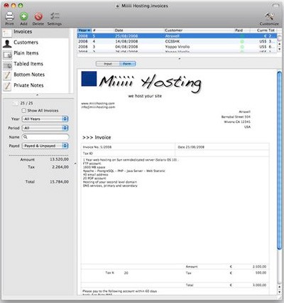Invoices for Mac OS X