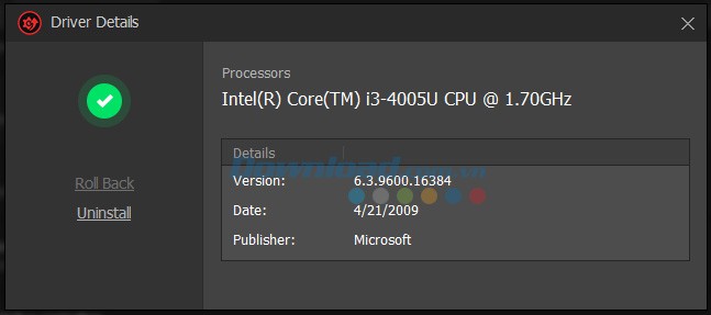 Thông tin driver đã cập nhật