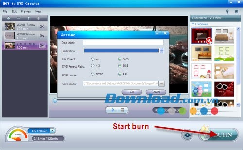 iOrgsoft MOV to DVD Creator
