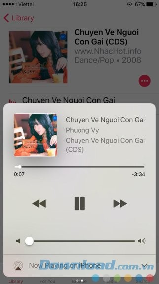 Điều khiển trình phát nhạc trên iOS 10