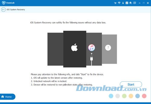 Giao diện phần mềm iOS System Recovery