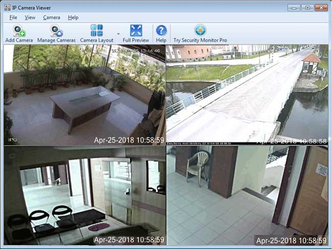 IP Camera Viewer có nhiều góc giám sát khác nhau