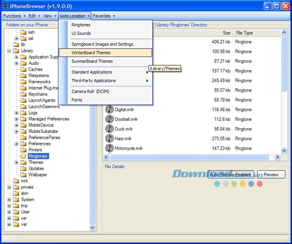 Giao diện chương trình iPhoneBrowser