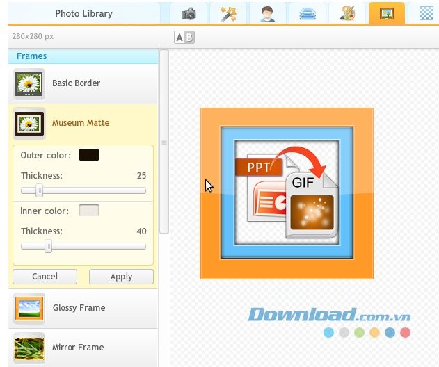 Tính năng tạo khung hình