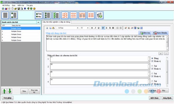 Giao diện chính iQB Quiz Maker