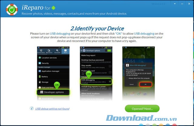 Giao diện chính của ứng dụng khôi phục dữ liệu iReparo for Android