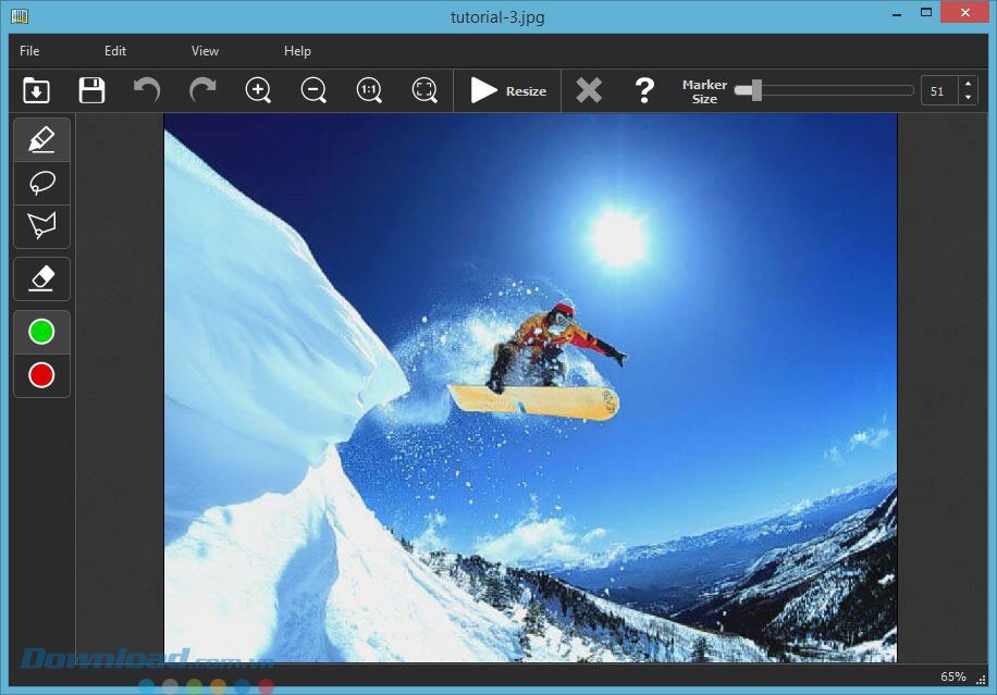 Giao diện phần mềm iResizer