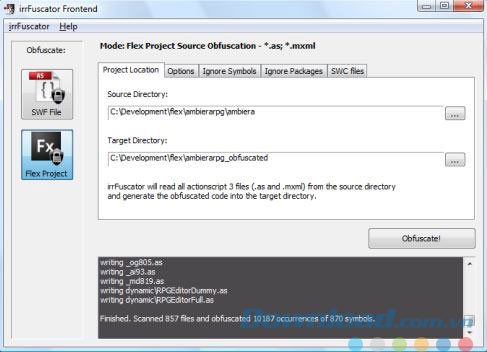Giao diện phần mềm irrFuscator