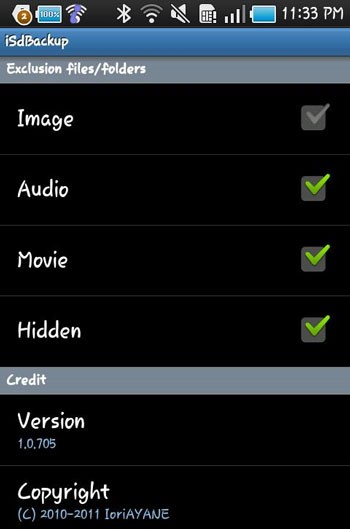 iSdBackup For Galaxy/Optimus2X