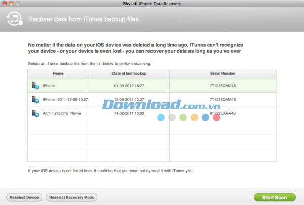 iSkysoft iPhone Data Recovery for Mac
