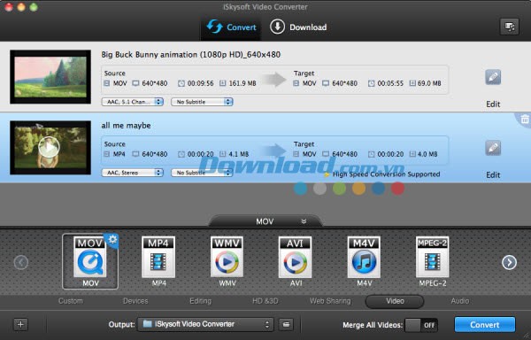 iSkysoft Video Converter for Mac