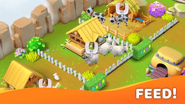 Chăm sóc các vật nuôi khác nhau trên trang trại của bạn trong game Island Farm Adventure