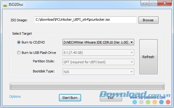 Giao diện làm việc của ISO2Disc