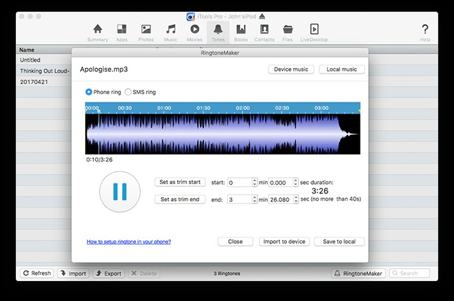 Tự tạo nhạc chuông yêu thích cho iPhone với iTools cho Mac