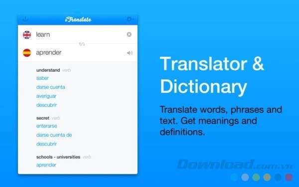 iTranslate cho Mac cung cấp từ điển đa ngôn ngữ phong phú