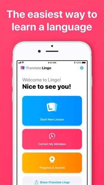iTranslate Lingo for iOS là cách dễ dàng nhất để học ngoại ngữ