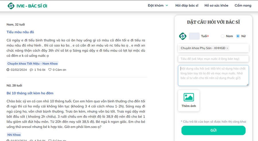Hỏi đáp tư vấn sức khỏe với bác sĩ trên IVIE - Bác sĩ ơi