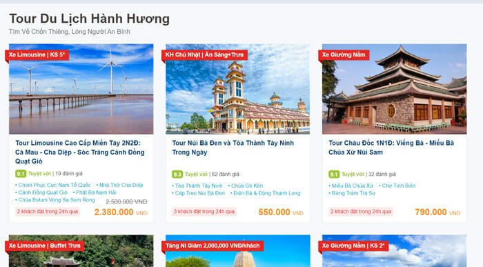 Đặt tour du lịch trên trang web iVIVU