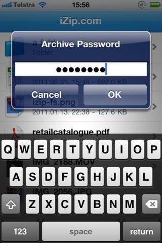 Giải nén file có mật khẩu trên iZip