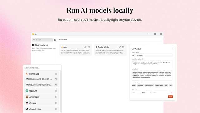 Jan hỗ trợ chạy các mô hình ngôn ngữ lớn (LLM) ngay trên thiết bị
