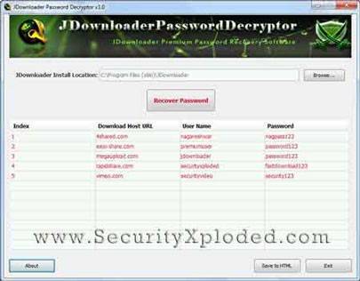 JDownloader Password Decryptor