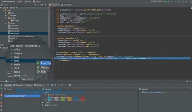Các công cụ tích hợp