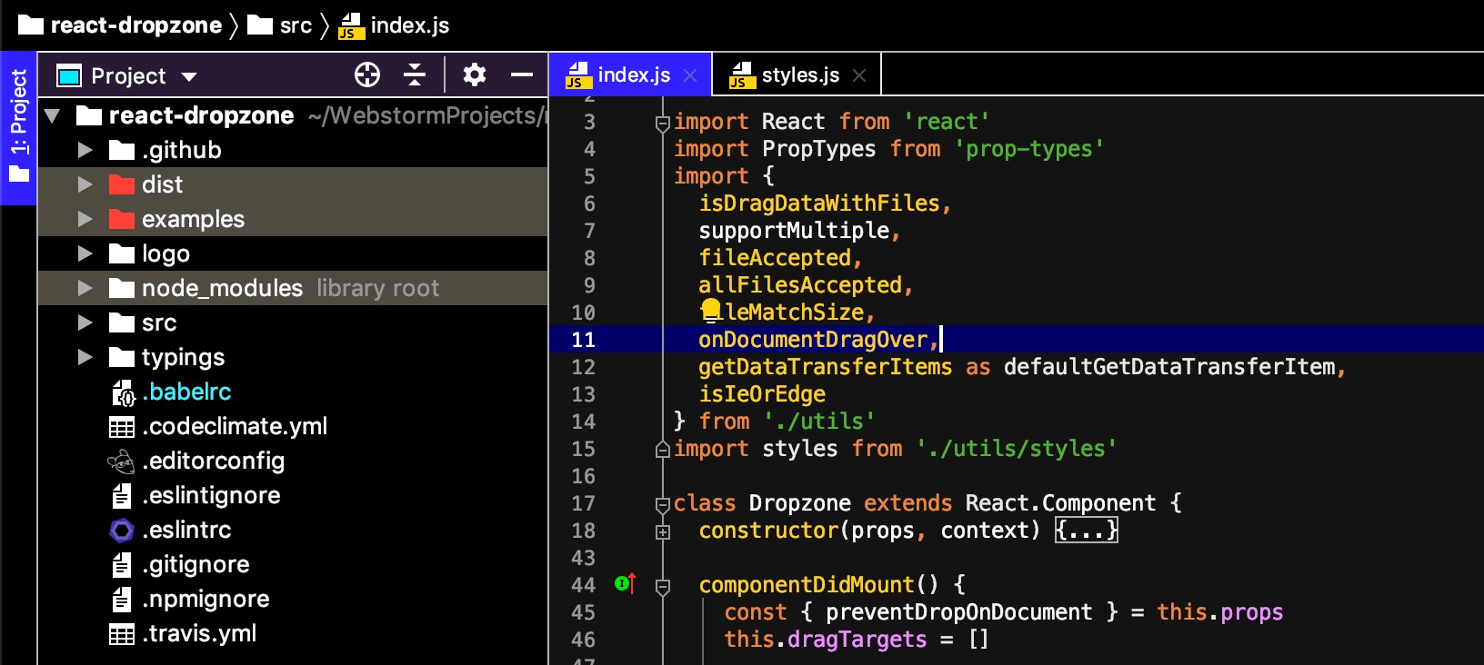Màn hình có độ phân giải cao của WebStorm