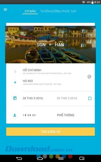 Giao diện ứng dụng Jetradar