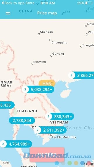 Bản đồ giá vé