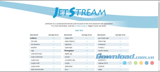 Giao diện chính của công cụ JetStream trực tuyến