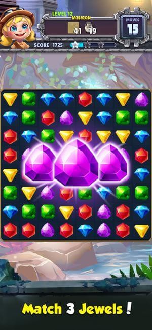 Ghép 3 để xóa đá quý khỏi màn chơi